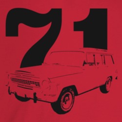 1971 Wagoneer Three Quarter Angle View With Year Light Color T Shirt