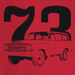 1973 Wagoneer Three Quarter Angle View With Year Light Color T Shirt