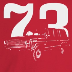 1973 Wagoneer Three Quarter Angle View With Year Dark Color T Shirt
