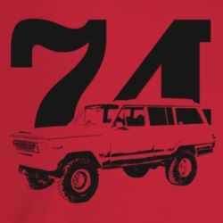 1974 Wagoneer Three Quarter Angle View With Year Light Color T Shirt