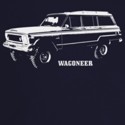 1974 Wagoneer Three Quarter Angle View With Model Name Dark Color T Sh