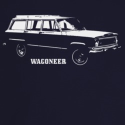 1975 Wagoneer Three Quarter Angle View With Model Name Dark Color T Sh