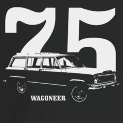 1975 Wagoneer Three Quarter Angle View With Year And Model Name Dark C