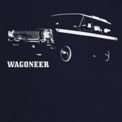 1976 Wagoneer Three Quarter Angle View With Model Name Dark Color T Sh