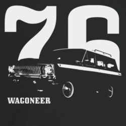1976 Wagoneer Three Quarter Angle View With Year And Model Name Dark C