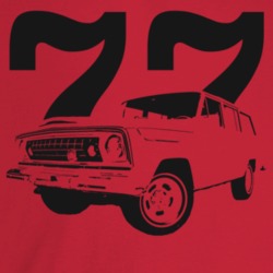 1977 Wagoneer Three Quarter Angle View With Year Light Color T Shirt