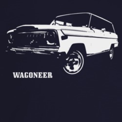 1977 Wagoneer Three Quarter Angle View With Model Name Dark Color T Sh