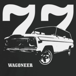 1977 Wagoneer Three Quarter Angle View With Year And Model Name Dark C