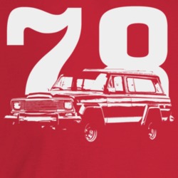 1978 Wagoneer Three Quarter Angle View With Year Dark Color T Shirt