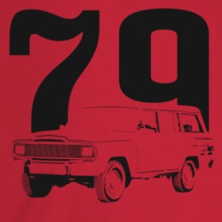 1979 Wagoneer Three Quarter Angle View With Year Light Color T Shirt