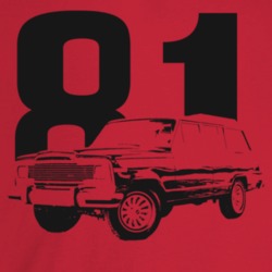 1981 Wagoneer Three Quarter Angle View With Year Light Color T Shirt