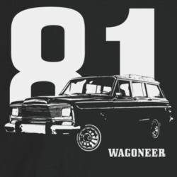 1981 Wagoneer Three Quarter Angle View With Year And Model Name Dark C