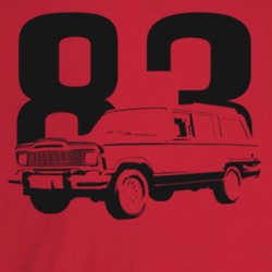1983 Wagoneer Three Quarter Angle View With Year Light Color T Shirt