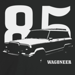 1985 Wagoneer Three Quarter Angle View With Year And Model Name Dark C