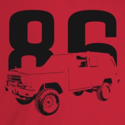 1986 Wagoneer Three Quarter Angle View With Year Light Color T Shirt