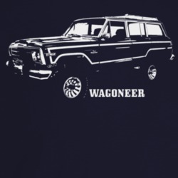 1986 Wagoneer Three Quarter Angle View With Model Name Dark Color T Sh