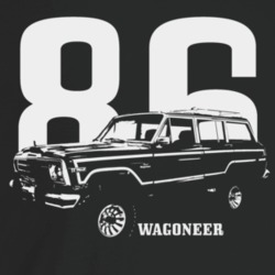 1986 Wagoneer Three Quarter Angle View With Year And Model Name Dark C
