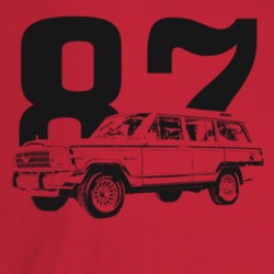 1987 Wagoneer Three Quarter Angle View With Year Light Color T Shirt