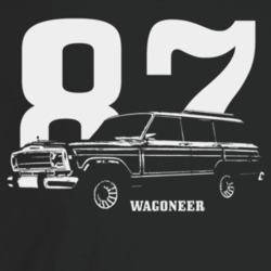 1987 Wagoneer Three Quarter Angle View With Year And Model Name Dark C
