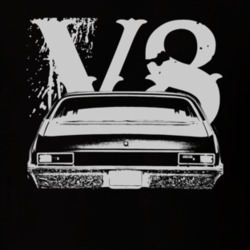 1971 CHEVY NOVA Faded Look Rear View White Graphic With V8 Dark T Shir