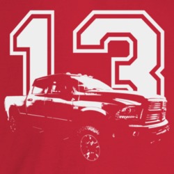 2013 Power Wagon Three Quarter Angle View With Year Dark Color T Shirt