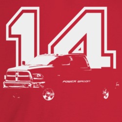 2014 Power Wagon Three Quarter Angle View With Year Dark Color T Shirt