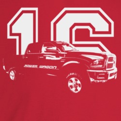 2016 Power Wagon Three Quarter Angle View With Year Dark Color T Shirt