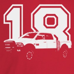 2018 Power Wagon Three Quarter Angle View With Year Dark Color T Shirt