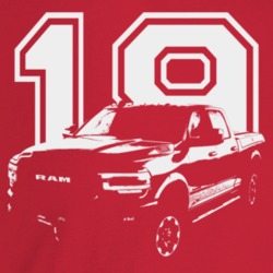 2019 Power Wagon Three Quarter Angle View With Year Dark Color T Shirt