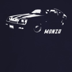 1975 Monza Three Quarter Angle View With Model Name Dark Color T Shirt