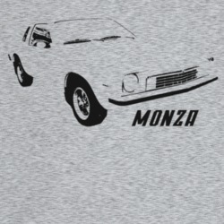 1976 Monza Three Quarter Angle View With Model Name Light Color T Shir