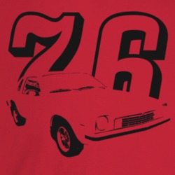 1976 Monza Three Quarter Angle View With Year Light Color T Shirt