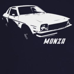 1976 Monza Three Quarter Angle View With Model Name Dark Color T Shirt