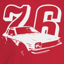 1976 Monza Three Quarter Angle View With Year Dark Color T Shirt