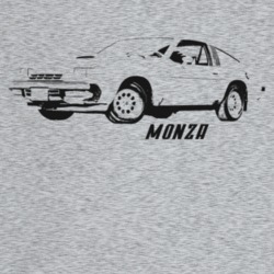 1977 Monza Three Quarter Angle View With Model Name Light Color T Shir