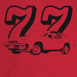 1977 Monza Three Quarter Angle View With Year Light Color T Shirt