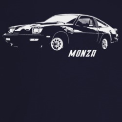 1977 Monza Three Quarter Angle View With Model Name Dark Color T Shirt