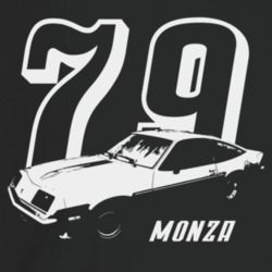 1979 Monza Three Quarter Angle View With Year And Model Name T Shirt