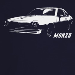 1980 Monza Three Quarter Angle View With Model Name Dark Color T Shirt
