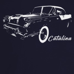 1955 Catalina Three Quarter Angle View With Model Name Dark Color T Sh