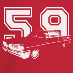 1959 Catalina Three Quarter Angle View With Year Dark Color T Shirt