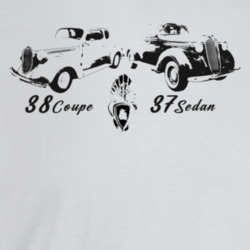 1937 4 Door Sedan & 1938 Business Coupe Three Quarter Angle View W