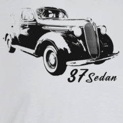 1937 4 Door Sedan Three Quarter Angle View With Model Name Light Color