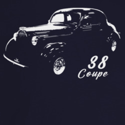 1938 Coupe Three Quarter Angle View With Model Name Dark Color T Shirt
