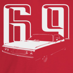 1969 New Yorker Three Quarter Angle View With Year Dark Color T Shirt