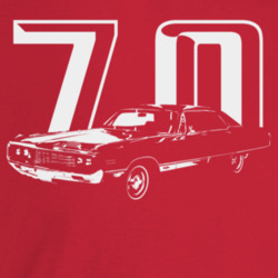 1970 New Yorker Three Quarter Angle View With Year Dark Color T Shirt