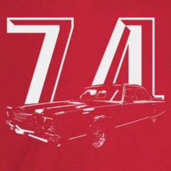 1974 New Yorker Three Quarter Angle View With Year Dark Color T Shirt