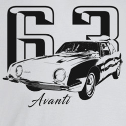 1963 Avanti Three Quarter Angle View With Year And Model Name T Shirt