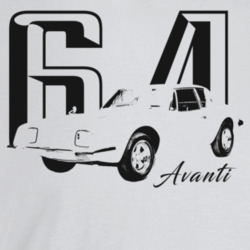 1964 Avanti Three Quarter Angle View With Year And Model Name T Shirt