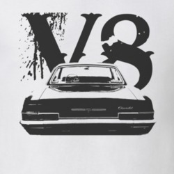 1966 CHEVY BEL AIR Faded Look Rear View Black Graphic With V8 Light T 
